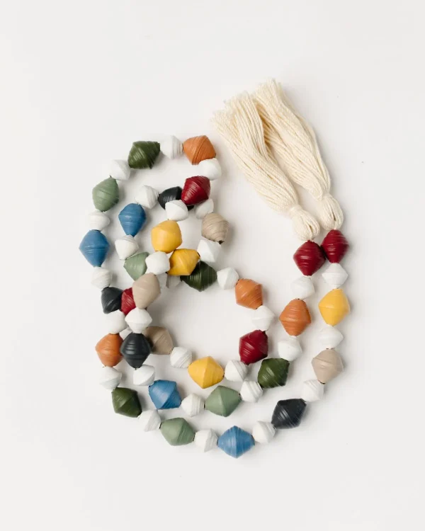 Chunky Paper Bead Garland w/ Tassles