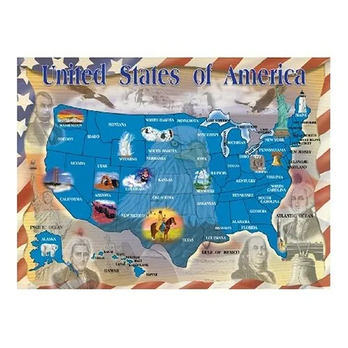 Map of the United States Jigsaw Puzzle Melissa and Doug 500 pieces Ages 12+ Made in USA